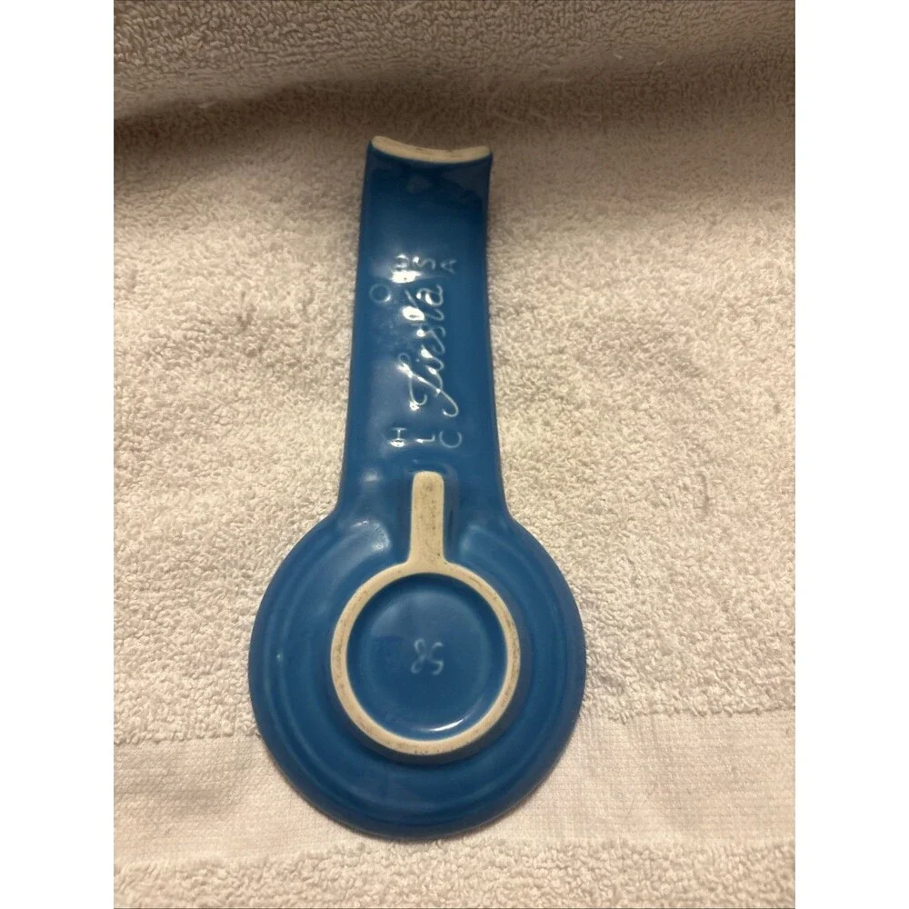 Vintage Fiestaware Collectible Peacock Kitchen  Teal Kitchy Cute Spoon Rest  USA